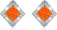 wholesale  Sterling Silver Opal Stud Earrings for Women Minimalist Square Fashion Gift -style 7