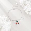 wholesale 925 Sterling Silver Red CZ Heart Charm Chain Anklet-0-3