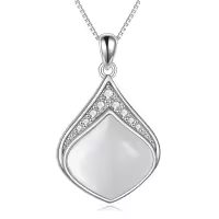 wholesale 925 Sterling Silver Moonstone Lapis Larimar Moss Agate Teardrop Filigree Pendant-Clear Teardrop necklace-April birthstone