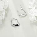 wholesale 925 Sterling Silver French Bulldog Heart Hoop Dangle Earrings Cute s for Women-0-2