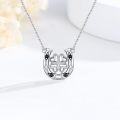 wholesale 925 Sterling Silver Horse Shoe Heart Clover Black White Cubic Zirconia Pendant Necklace-0-2