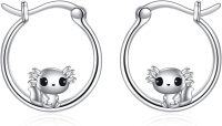 wholesale 925 Sterling Silver Adorable Axolotl Huggie Hoop Earrings for Women Girls  48x36mm-Axolotl Earrings