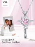 wholesale Sterling Silver Rose Cross Pendant Necklace for Women-0-131