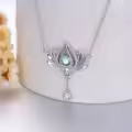 wholesale 925 Sterling Silver Lotus Flower Pendant Necklaces Wholesale Moonstone CZ Gemstones s for Women Girls-0-2
