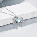 wholesale 925 Sterling Silver Rainbow Moonstone Triple Crescent Moon Goddess Necklace Pagan Jewelry-0-3