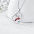 wholesale 925 Sterling Silver I Don't Care Heart-Shaped Red Enamel Mushroom Frog Pendant Necklace for Women Girls Gifts-0-2