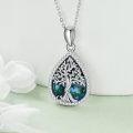 wholesale 925 Sterling Silver Green Abalone Shell Tree Of Life Pendant Necklace with Cubic Zirconia Accents-0-2