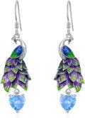 wholesale 925 Sterling Silver Peacock Heart-Shaped Pendant Earrings - Elegant s for Her-0-0