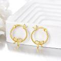 wholesale 925 Sterling Silver Bowknot Hoop Earrings for Women - Gold Tone 20mm Diameter-0-3