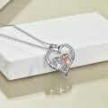 wholesale 925 Sterling Silver Heart-Shaped Otters Pendant Necklace with Crystals - Mother's Day Gifts for Her-0-1