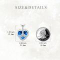 wholesale 925 Sterling Silver Heart-Shaped Pendant Necklace with Blue Swarovski Crystals and Cat Design for Women Girls Mom Wife-0-4