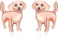 wholesale Rose Gold 925 Sterling Silver Cute Puppy Dog Stud Earrings for Women - Pet Lover Gift Ideas-Golden Retriever-Rose Gold