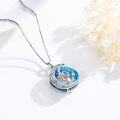 wholesale 925 Sterling Silver 70th Birthday Gift Blue Crystal Celtic Moon & Stars Pendant Necklace for Women-0-2