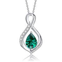 wholesale 925 Sterling Silver Orange Topaz Drop Pendant With Zirconia-05 May
