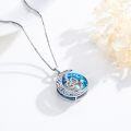 wholesale 925 Sterling Silver Blue Crystal Celtic Moon & Stars Pendant Necklace for Women-0-2