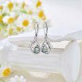 wholesale 925 Sterling Silver Vintage Moonstone/Moss Agate Dangle Earrings 9 * 6 Pear Cut Gemstone with Leaf Leverback for Women-0-2