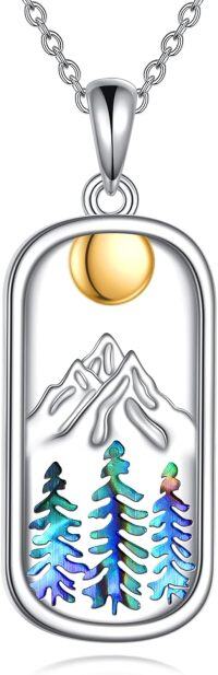 wholesale 925 Sterling Silver Mountain & Trees Pendant Necklace for Women - Christmas Gifts-Mountain