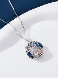 wholesale 925 Sterling Silver Blue Crystal Family Tree Pendant Necklaces for Mom Dad Daughter Son-0-4