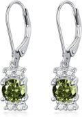 wholesale 925 Sterling Silver Peridot and White Topaz Leverback Drop Earrings - 2 ct Total Weight-0-0
