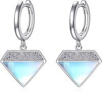 wholesale 925 Sterling Silver Triangle Celtic Knot Moonstone Drop Earrings-Triangle Celtic