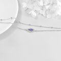 wholesale 925 Sterling Silver Evil Eye Charm Anklet with Blue Stone and CZ Accents for Women-0-2