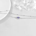 wholesale 925 Sterling Silver Blue Evil Eye Double Layer Beaded Anklet For Women-0-2