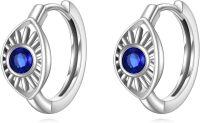 wholesale 925 Sterling Silver Blue Sapphire Teardrop Huggie Hoop Earrings for Women-Devil Eye Earrings