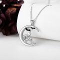 wholesale 925 Sterling Silver Crescent Moon with Bat and Alien Skull Pendant Necklace Gothic Halloween Jewelry for Women Girls-0-4