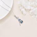 wholesale 925 Sterling Silver Abalone Shell Violin Musical Instrument Pendant Necklace for Women Girls  45cm Chain Length-0-2