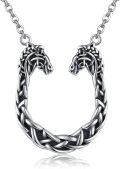 wholesale 925 Sterling Silver Horse Head Necklace Celtic Knot Pendant Chain Gift for Women Men-0-0