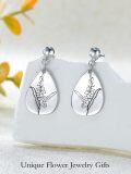 wholesale Sterling Silver Floral Teardrop Earrings w Birth Flower Engraved Gift for Women-0-9