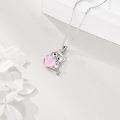 wholesale 925 Sterling Silver Heart-Shaped Blue Stone Cat Pendant Necklace for Women-0-12