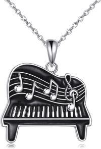 wholesale 925 Sterling Silver Piano Pendant Necklace Music Instrument s for Women-piano 2
