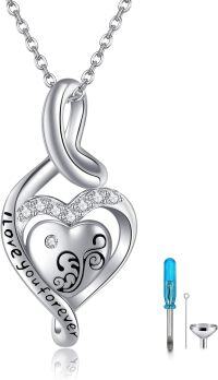 wholesale 925 Sterling Silver Infinity Love Heart Pendant Necklaces for Women Mother's Day Gifts-white