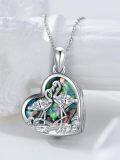 wholesale 925 Sterling Silver Flamingo Heart Abalone Shell Cremation Keepsake Pendant Necklace with Funnel and Fill Tool Set-0-1