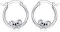 wholesale 925 Sterling Silver Koala Bear Huggie Hoop Earrings for Women Girls 14mm Diameter Hypoallergenic  Set-0-0