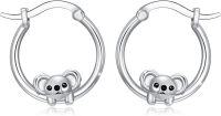 wholesale 925 Sterling Silver Koala Bear Huggie Hoop Earrings for Women Girls 14mm Diameter Hypoallergenic  Set-Koala Hoop Earrings