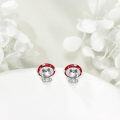 wholesale 925 Sterling Silver Red Cap Mushroom Frog Stud Earrings - Cute Halloween Gift for Her-0-1
