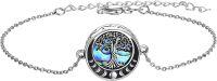 wholesale 925 Sterling Silver Abalone Shell Tree of Life Urn Bracelet for Ashes Cremation Keepsake Jewelry-Moon Phase Tree of Life