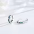 wholesale 925 Sterling Silver Turquoise Stone Viking Celtic Hoop Earrings 14x8 mm Hypoallergenic s for Women Men-0-1