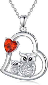 wholesale Sterling Silver Stone Cute Animal Pendant Necklace for Couples Sister Daughter Mother Birthday Gift-09-Owl
