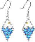 wholesale 925 Sterling Silver Blue Fire Opal Ocean Wave Lighthouse Drop Earrings-0-0