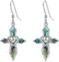 wholesale 925 Sterling Silver Abalone Shell Heart Drop Earrings-0-0