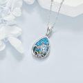 wholesale 925 Sterling Silver Blue Stone Turtle Design Pendant Necklace-0-3