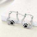 wholesale 925 Sterling Silver Black Paw Print Bone Design Huggie Hoop Earrings for Women Girls  43mm Diameter-0-2