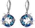 wholesale 925 Sterling Silver Turtle Moon Blue Crystal Leverback Earrings Sea Life s for Women Girls-0-0