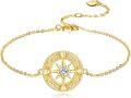 wholesale Gold Compass Design 14K Gold Plated Moissanite Bracelet for Women's s-0-0