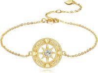 wholesale Gold Compass Design 14K Gold Plated Moissanite Bracelet for Women's s-Compass