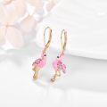 wholesale 925 Sterling Silver Pink Enamel Flamingo Drop Earrings -0-1