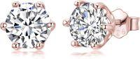 wholesale 14K Gold Plated Sterling Silver 1ct D VVS1 Moissanite Halo Stud Earrings-1ct round-rose gold plated